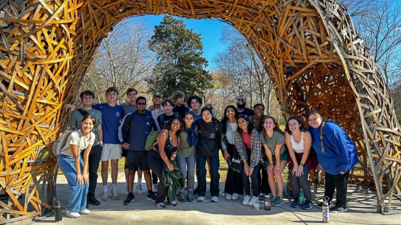 Group Photo of Build a Better World Students at Occaneechi Village